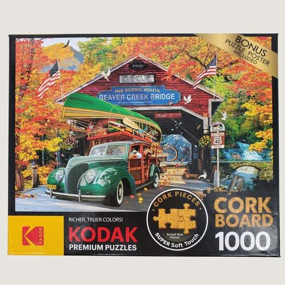 Kodak Other - Kodak Premium 1000 Piece Cork Board Puzzle Beaver Creek Bridge RoseArt 8720